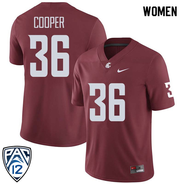 Women #36 Solomon Cooper Washington State Cougars College Football Jerseys Sale-Crimson